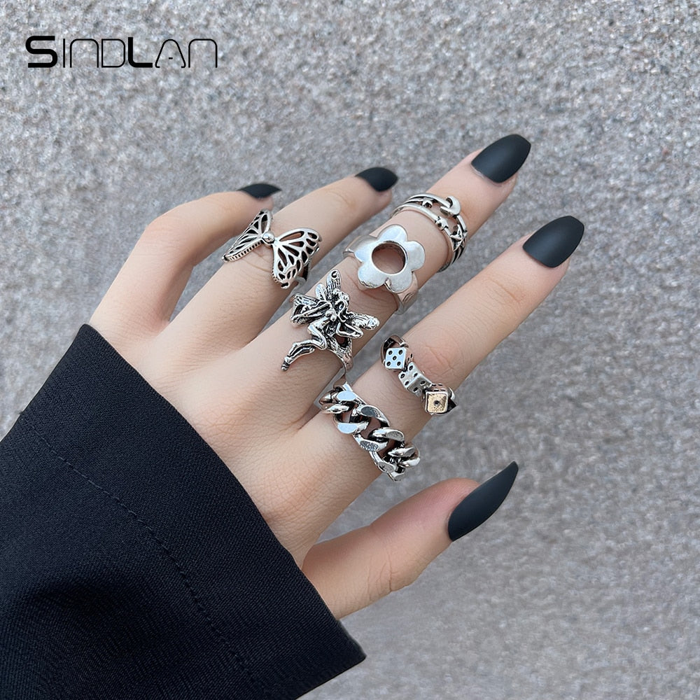 Gothic Silver Rings Set