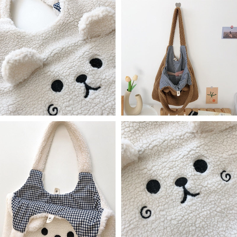 Soft Plush Animal Tote Bag