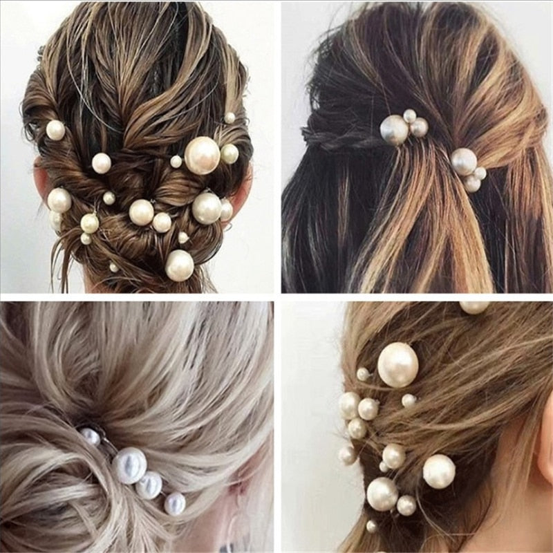 Modern Vintage Pearl/Crystal Metal Pin Hair Clip
