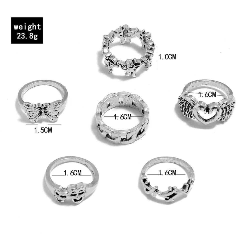 Gothic Silver Rings Set