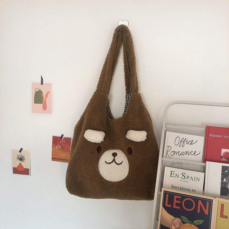 Soft Plush Animal Tote Bag