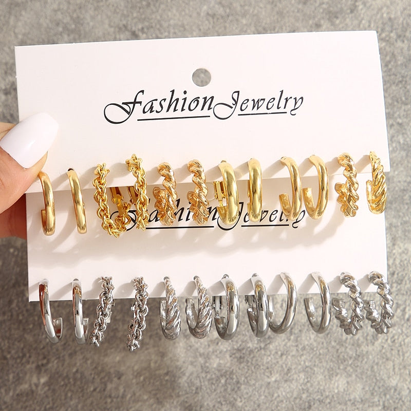 Y2k Assorted Hoop Earrings Set