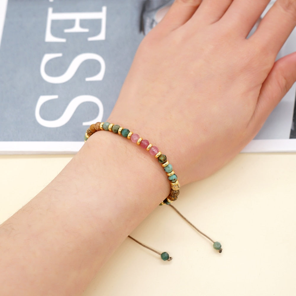 アクセサリー Vintage Stone Beads Bracelet LeFourbi-Bracelet-Double-Row-