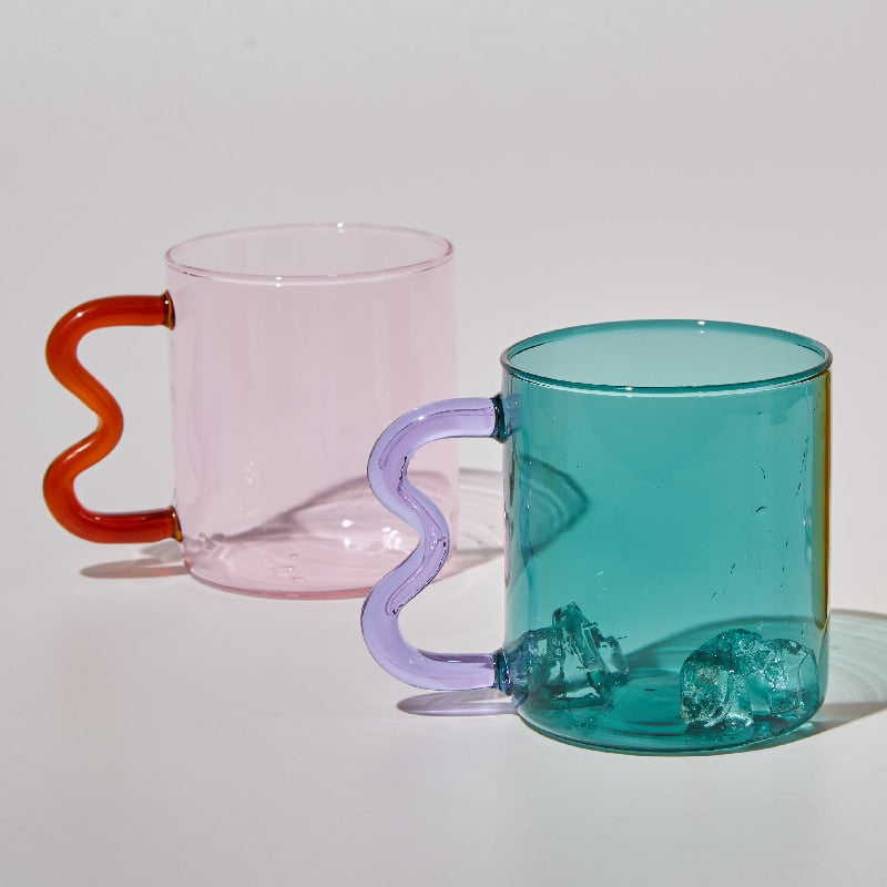 Modern Art Colored Glass Mugs & Straws