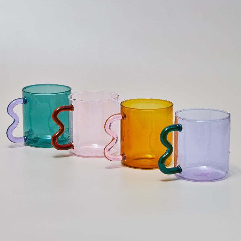 Modern Art Colored Glass Mugs & Straws