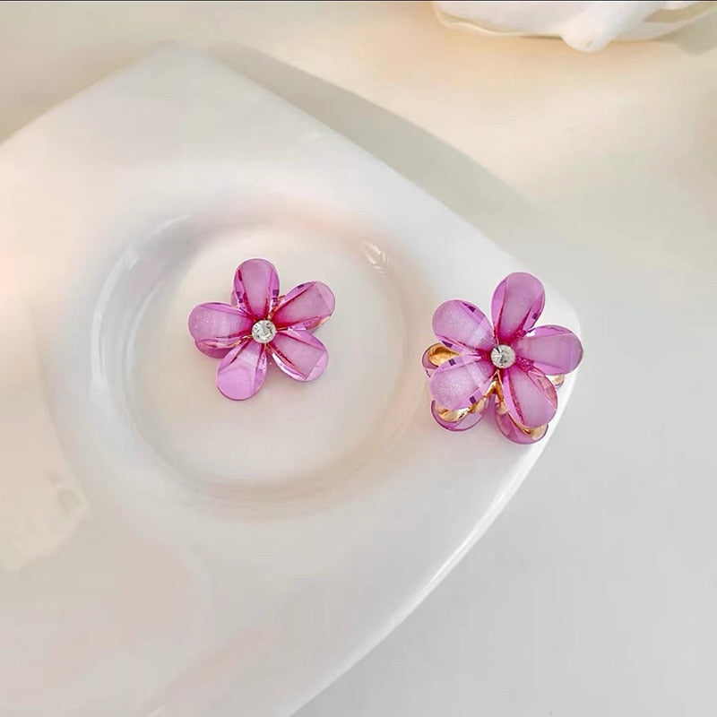 5pcs Vintage Double Sided Crystal Flower Hair Clips