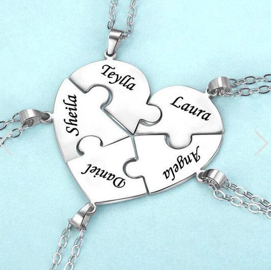 Custom Names Heart Puzzle Necklace