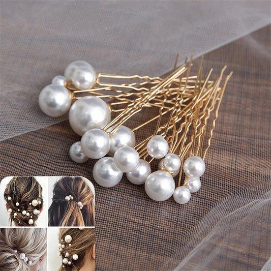 Modern Vintage Pearl/Crystal Metal Pin Hair Clip