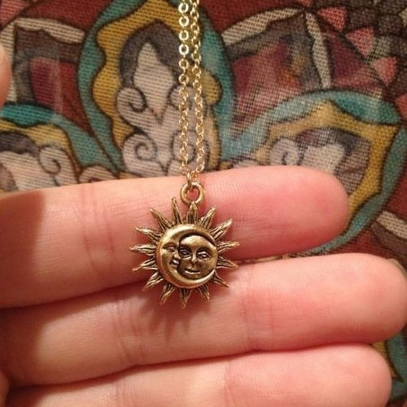 Vintage Sun and Moon Necklace