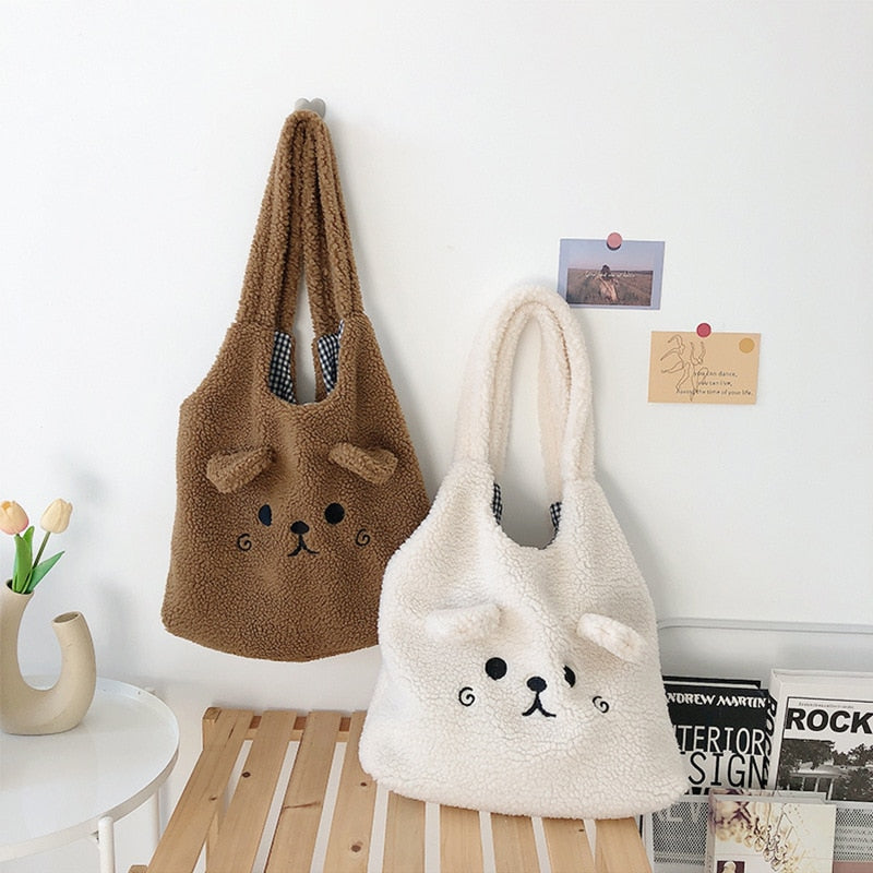 Soft Plush Animal Tote Bag